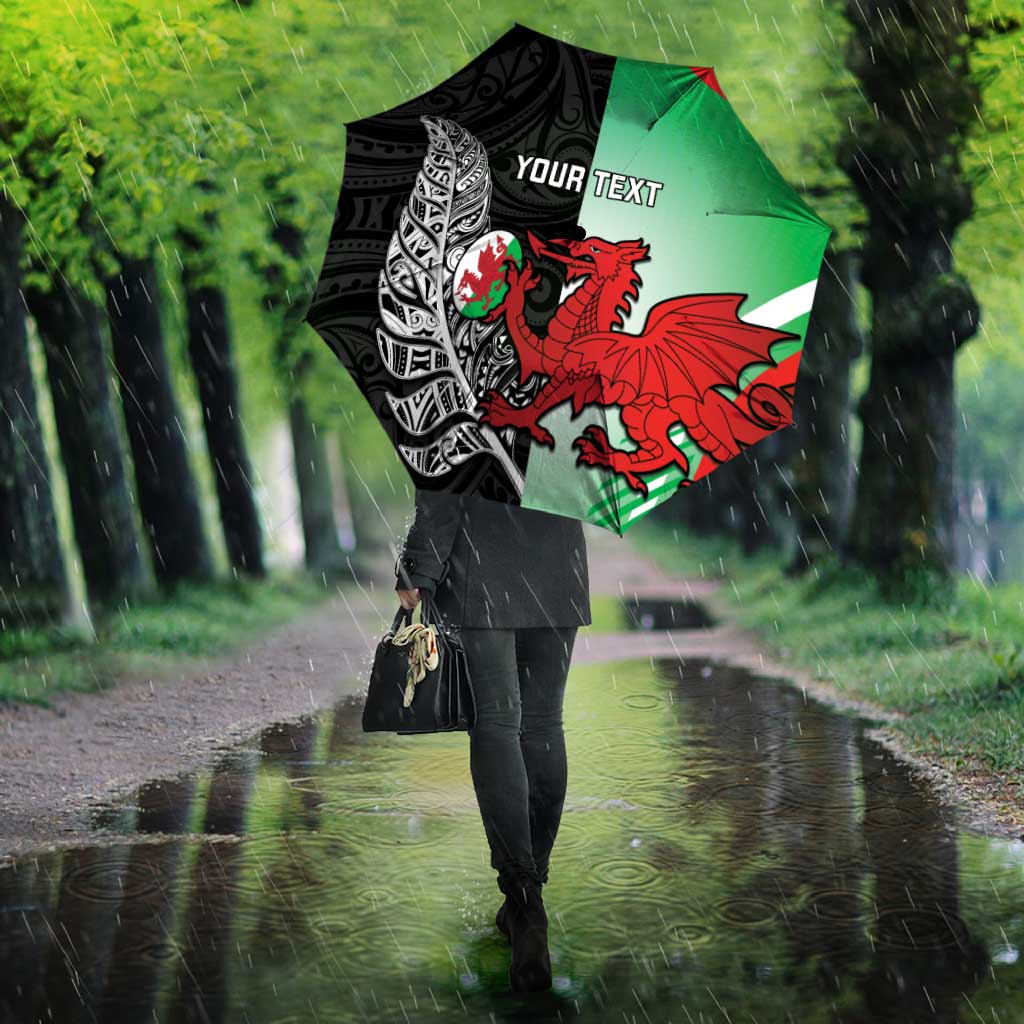 New Zealand and Wales Rugby Custom Umbrella Aotearoa All Black Combine Welsh Dragon - Aussie Hoodie