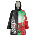 New Zealand and Wales Rugby Custom Wearable Blanket Hoodie Aotearoa All Black Combine Welsh Dragon - Aussie Hoodie