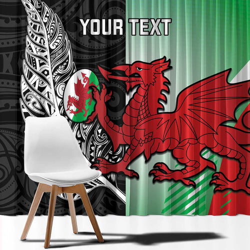 New Zealand and Wales Rugby Custom Window Curtain Aotearoa All Black Combine Welsh Dragon - Aussie Hoodie