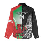 New Zealand and Wales Rugby Custom Women Casual Shirt Aotearoa All Black Combine Welsh Dragon - Aussie Hoodie