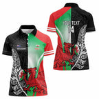 New Zealand and Wales Rugby Custom Women Polo Shirt Aotearoa All Black Combine Welsh Dragon - Aussie Hoodie