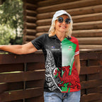 New Zealand and Wales Rugby Custom Women Polo Shirt Aotearoa All Black Combine Welsh Dragon - Aussie Hoodie