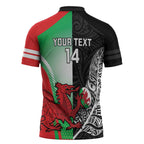 New Zealand and Wales Rugby Custom Zipper Polo Shirt Aotearoa All Black Combine Welsh Dragon - Aussie Hoodie