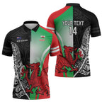 New Zealand and Wales Rugby Custom Zipper Polo Shirt Aotearoa All Black Combine Welsh Dragon - Aussie Hoodie