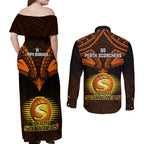 perth-scorchers-cricket-couples-matching-off-shoulder-maxi-dress-and-long-sleeve-button-shirts-2023-unique-indigenous-art-mix-polynesian-pattern