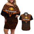 perth-scorchers-cricket-couples-matching-off-shoulder-short-dress-and-hawaiian-shirt-2023-unique-indigenous-art-mix-polynesian-pattern
