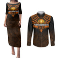 perth-scorchers-cricket-couples-matching-puletasi-dress-and-long-sleeve-button-shirts-2023-unique-indigenous-art-mix-polynesian-pattern