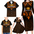 perth-scorchers-cricket-family-matching-long-sleeve-bodycon-dress-and-hawaiian-shirt-2023-unique-indigenous-art-mix-polynesian-pattern