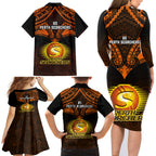 perth-scorchers-cricket-family-matching-long-sleeve-bodycon-dress-and-hawaiian-shirt-2023-unique-indigenous-art-mix-polynesian-pattern