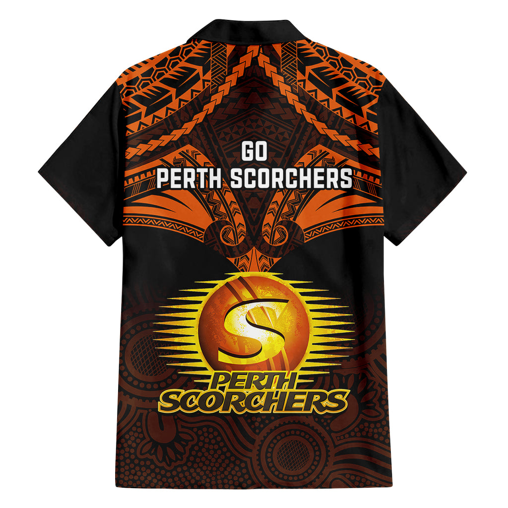 Perth Scorchers Cricket Family Matching Off Shoulder Long Sleeve Dress and Hawaiian Shirt 2023 Unique Indigenous Art Mix Polynesian Pattern LT14