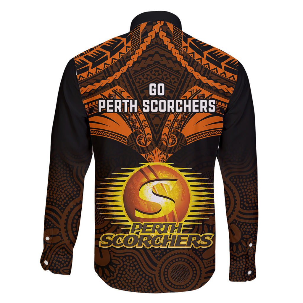 Perth Scorchers Cricket Family Matching Off Shoulder Long Sleeve Dress and Hawaiian Shirt 2023 Unique Indigenous Art Mix Polynesian Pattern LT14