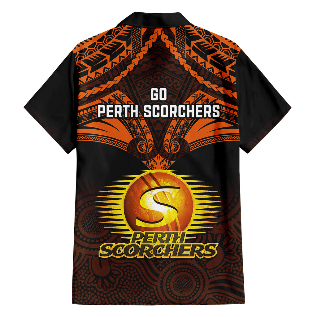 Perth Scorchers Cricket Family Matching Off Shoulder Short Dress and Hawaiian Shirt 2023 Unique Indigenous Art Mix Polynesian Pattern LT14