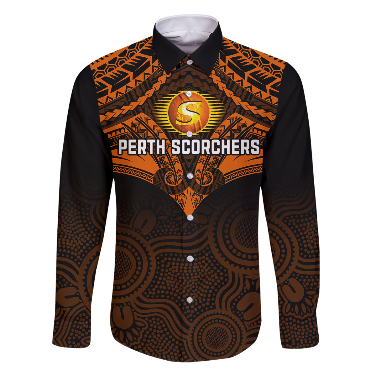 Perth Scorchers Cricket Family Matching Off Shoulder Short Dress and Hawaiian Shirt 2023 Unique Indigenous Art Mix Polynesian Pattern LT14