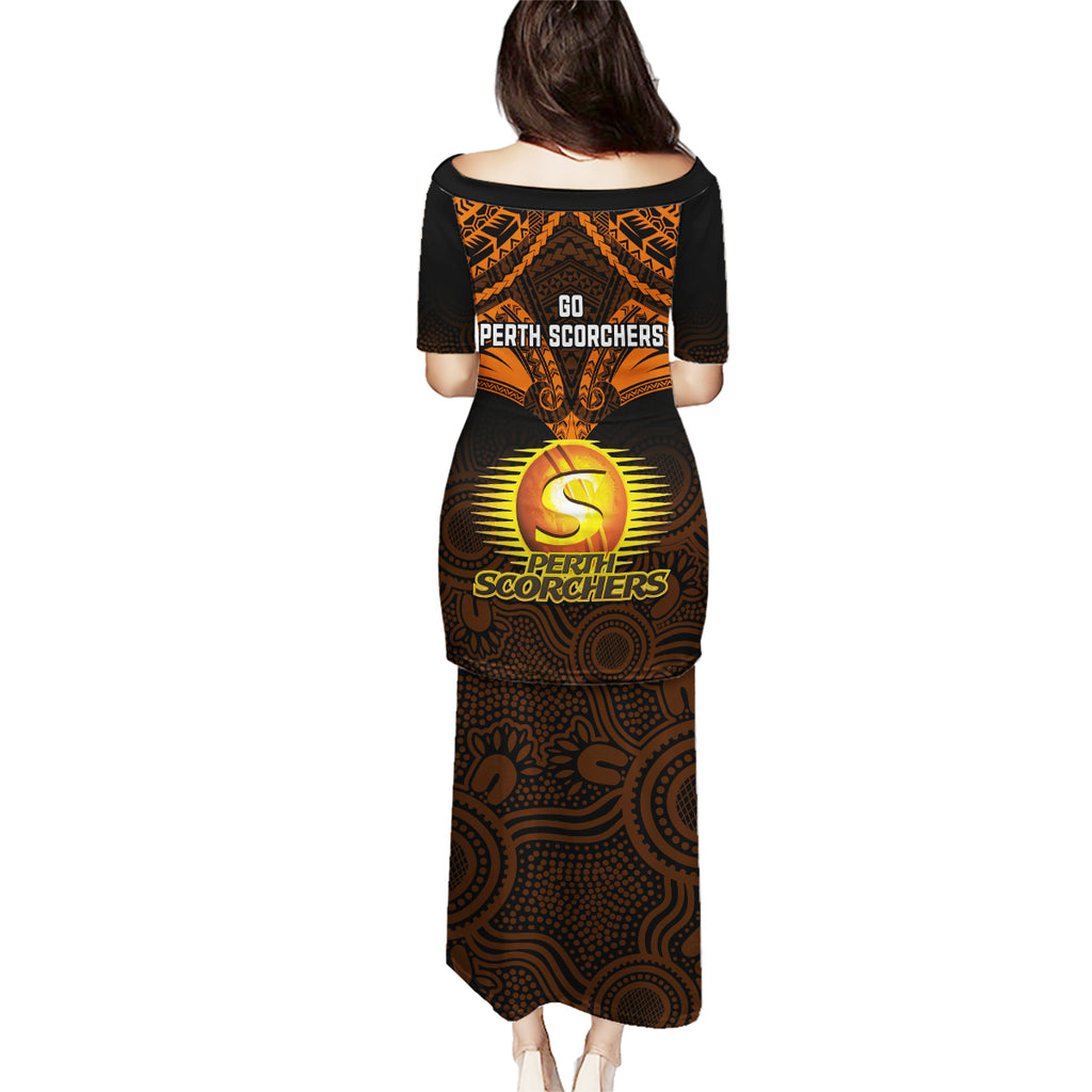 perth-scorchers-cricket-family-matching-puletasi-dress-and-hawaiian-shirt-2023-unique-indigenous-art-mix-polynesian-pattern