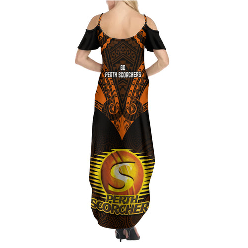 perth-scorchers-cricket-family-matching-summer-maxi-dress-and-hawaiian-shirt-2023-unique-indigenous-art-mix-polynesian-pattern