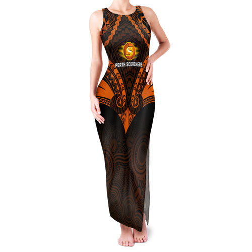 perth-scorchers-cricket-family-matching-tank-maxi-dress-and-hawaiian-shirt-2023-unique-indigenous-art-mix-polynesian-pattern