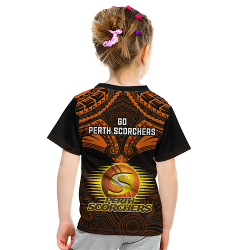 perth-scorchers-cricket-kid-t-shirt-2023-unique-indigenous-art-mix-polynesian-pattern