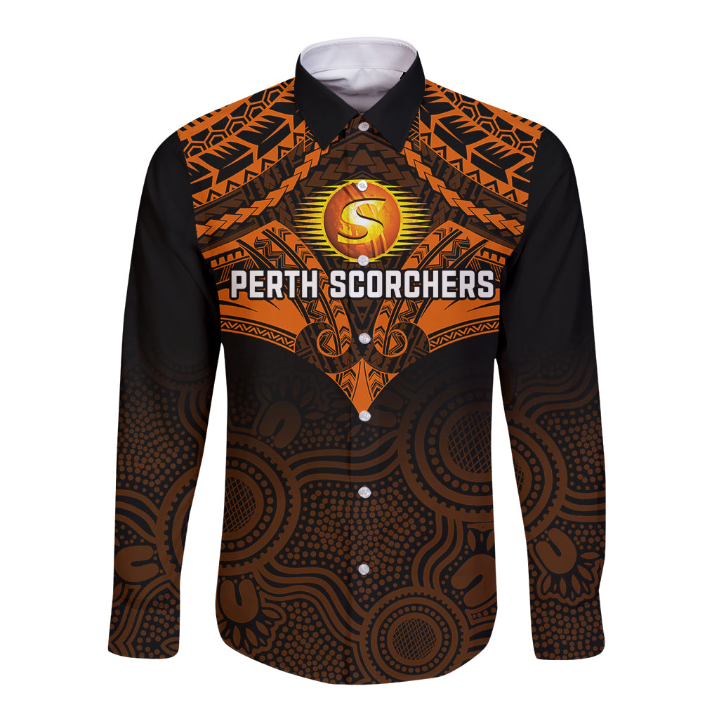 perth-scorchers-cricket-long-sleeve-button-shirt-2023-unique-indigenous-art-mix-polynesian-pattern