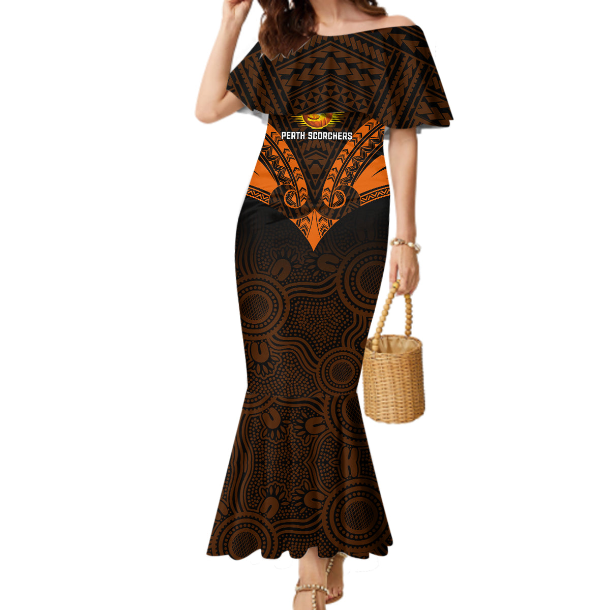 perth-scorchers-cricket-mermaid-dress-2023-unique-indigenous-art-mix-polynesian-pattern