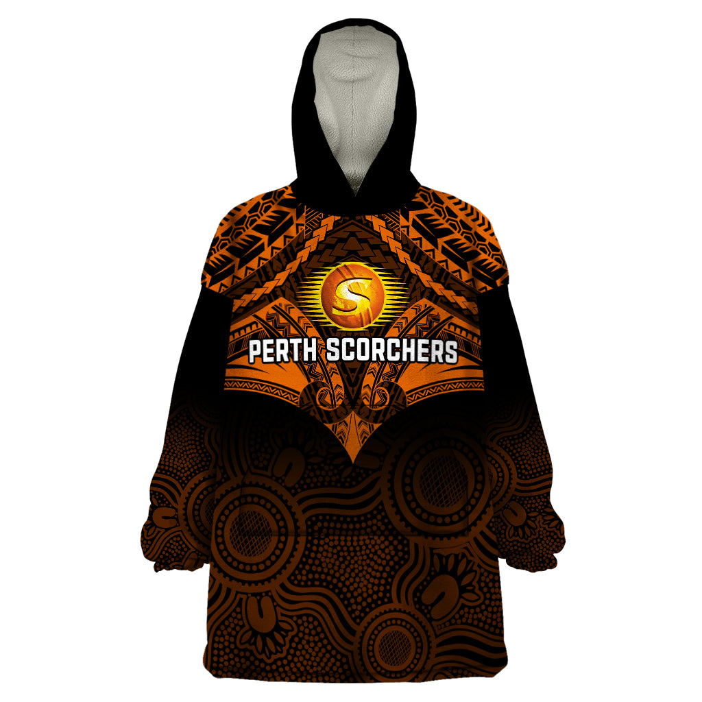 perth-scorchers-cricket-wearable-blanket-hoodie-2023-unique-indigenous-art-mix-polynesian-pattern