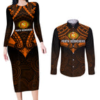 custom-perth-scorchers-cricket-couples-matching-long-sleeve-bodycon-dress-and-long-sleeve-button-shirts-2023-unique-indigenous-art-mix-polynesian-pattern