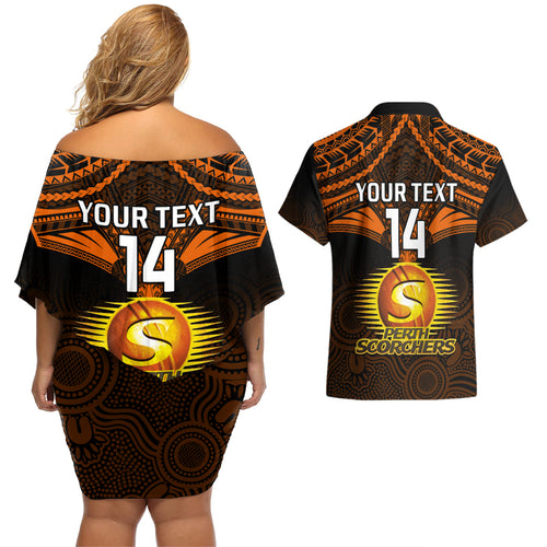 custom-perth-scorchers-cricket-couples-matching-off-shoulder-short-dress-and-hawaiian-shirt-2023-unique-indigenous-art-mix-polynesian-pattern