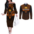 custom-perth-scorchers-cricket-couples-matching-off-the-shoulder-long-sleeve-dress-and-long-sleeve-button-shirts-2023-unique-indigenous-art-mix-polynesian-pattern