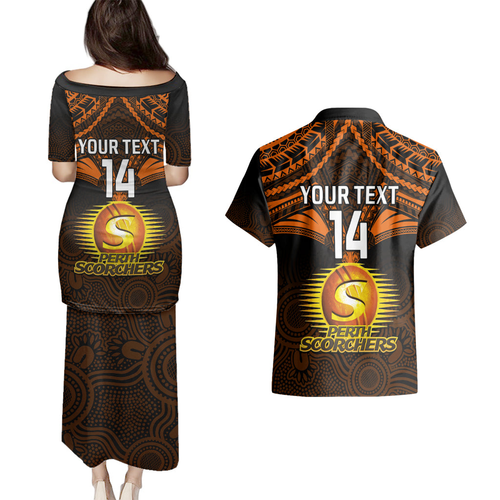 custom-perth-scorchers-cricket-couples-matching-puletasi-dress-and-hawaiian-shirt-2023-unique-indigenous-art-mix-polynesian-pattern