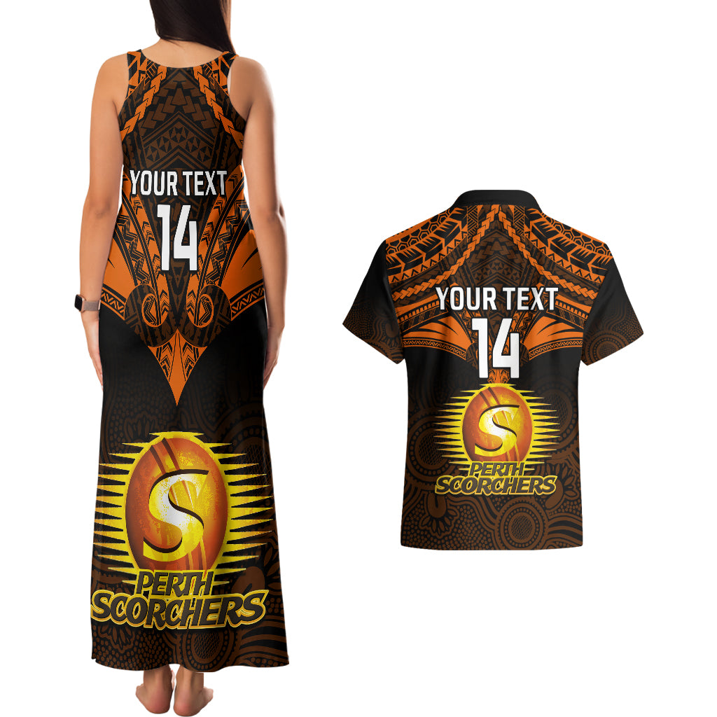 custom-perth-scorchers-cricket-couples-matching-tank-maxi-dress-and-hawaiian-shirt-2023-unique-indigenous-art-mix-polynesian-pattern