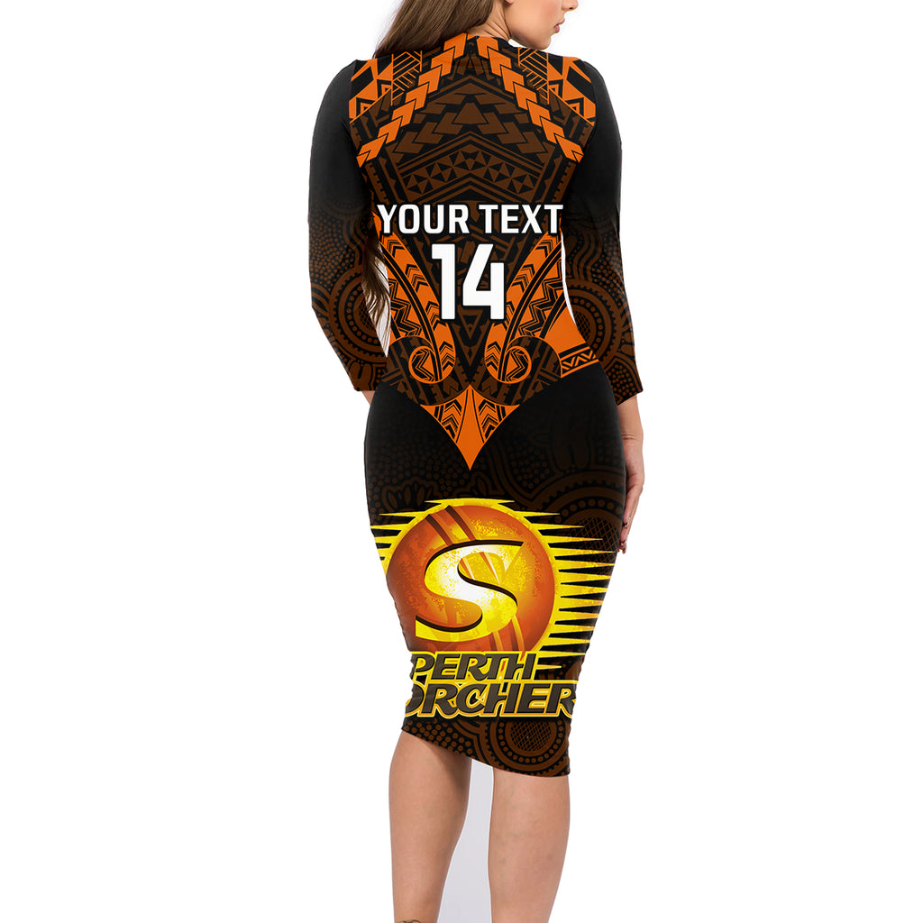custom-perth-scorchers-cricket-family-matching-long-sleeve-bodycon-dress-and-hawaiian-shirt-2023-unique-indigenous-art-mix-polynesian-pattern