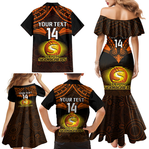 custom-perth-scorchers-cricket-family-matching-mermaid-dress-and-hawaiian-shirt-2023-unique-indigenous-art-mix-polynesian-pattern