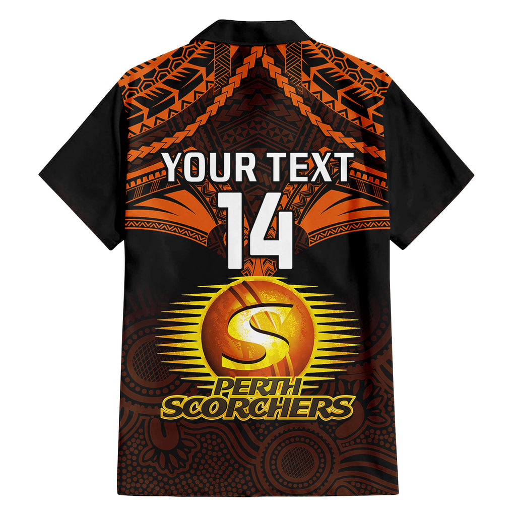 Custom Perth Scorchers Cricket Family Matching Off Shoulder Long Sleeve Dress and Hawaiian Shirt 2023 Unique Indigenous Art Mix Polynesian Pattern LT14