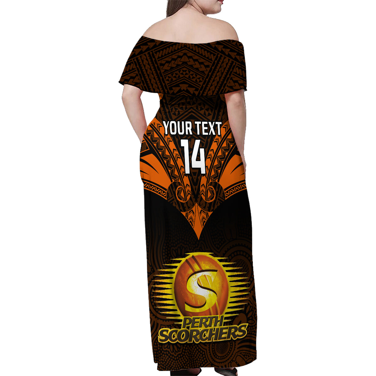 custom-perth-scorchers-cricket-family-matching-off-shoulder-maxi-dress-and-hawaiian-shirt-2023-unique-indigenous-art-mix-polynesian-pattern