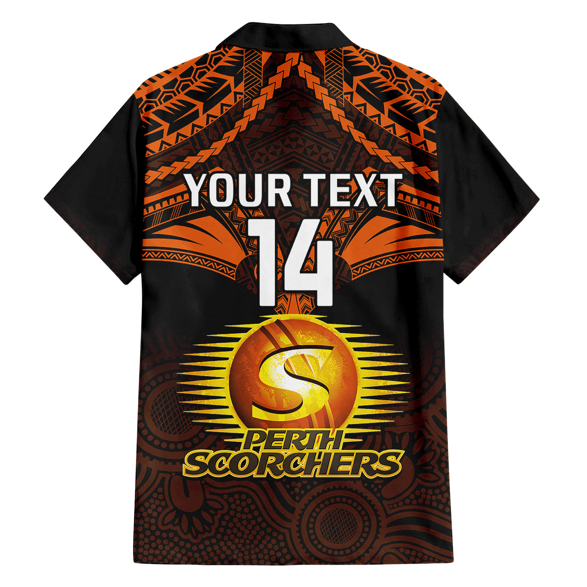 Custom Perth Scorchers Cricket Family Matching Off Shoulder Short Dress and Hawaiian Shirt 2023 Unique Indigenous Art Mix Polynesian Pattern LT14
