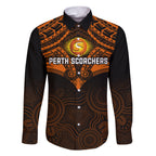 Custom Perth Scorchers Cricket Family Matching Off Shoulder Short Dress and Hawaiian Shirt 2023 Unique Indigenous Art Mix Polynesian Pattern LT14