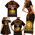 custom-perth-scorchers-cricket-family-matching-short-sleeve-bodycon-dress-and-hawaiian-shirt-2023-unique-indigenous-art-mix-polynesian-pattern