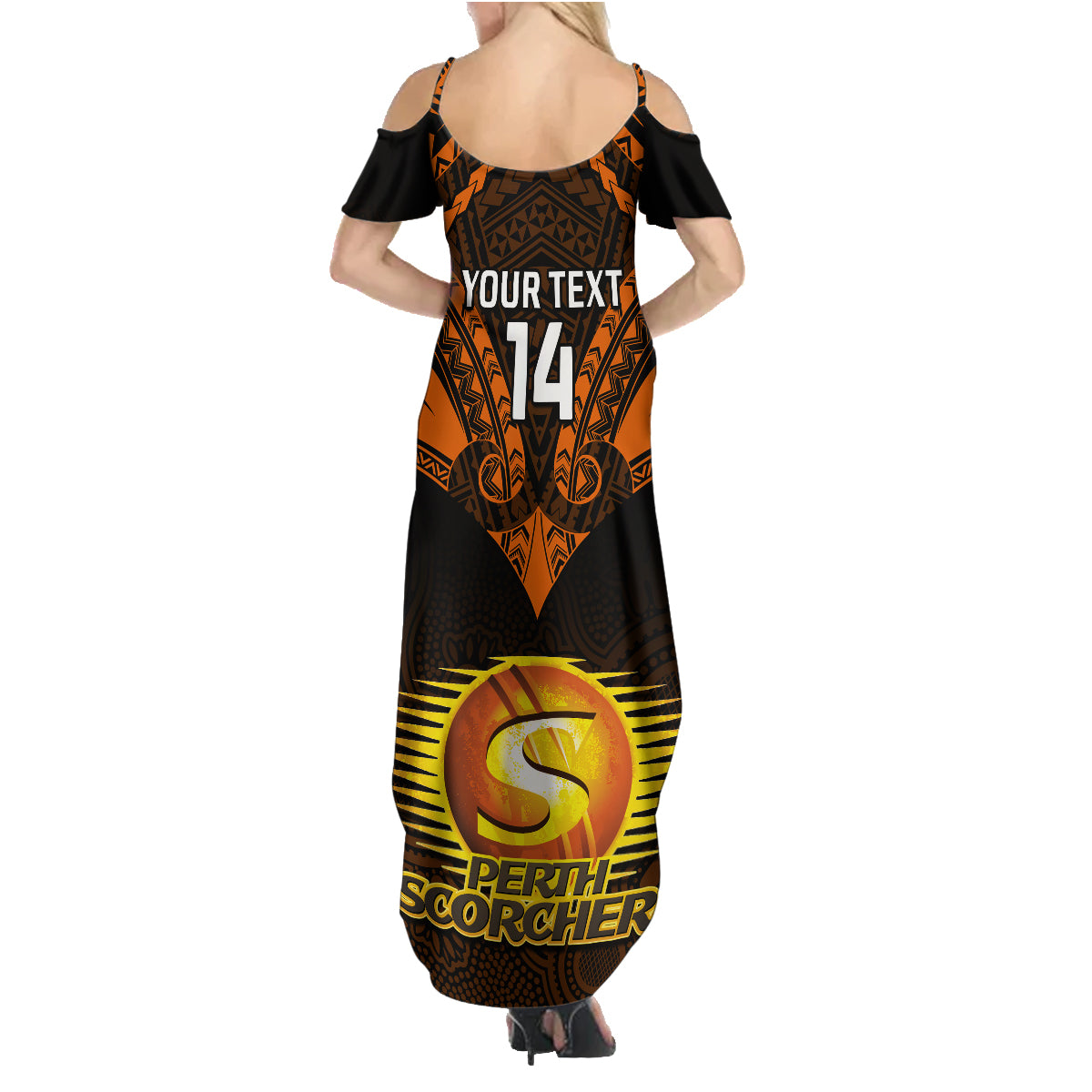 custom-perth-scorchers-cricket-family-matching-summer-maxi-dress-and-hawaiian-shirt-2023-unique-indigenous-art-mix-polynesian-pattern