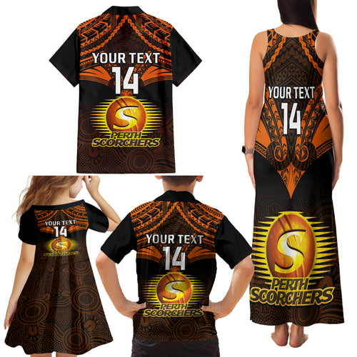 custom-perth-scorchers-cricket-family-matching-tank-maxi-dress-and-hawaiian-shirt-2023-unique-indigenous-art-mix-polynesian-pattern