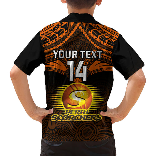 custom-perth-scorchers-cricket-kid-hawaiian-shirt-2023-unique-indigenous-art-mix-polynesian-pattern