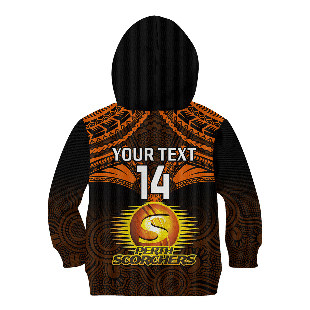 custom-perth-scorchers-cricket-kid-hoodie-2023-unique-indigenous-art-mix-polynesian-pattern
