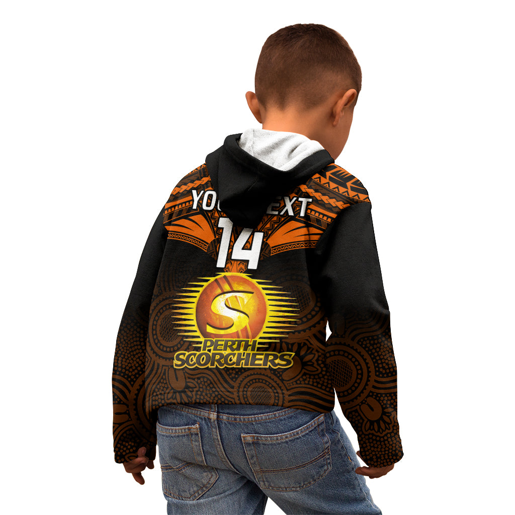 custom-perth-scorchers-cricket-kid-hoodie-2023-unique-indigenous-art-mix-polynesian-pattern