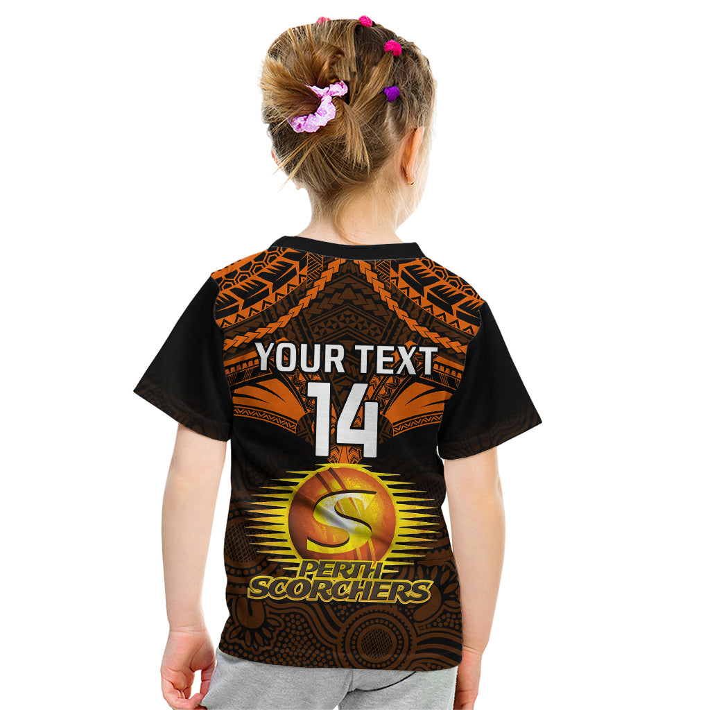 custom-perth-scorchers-cricket-kid-t-shirt-2023-unique-indigenous-art-mix-polynesian-pattern