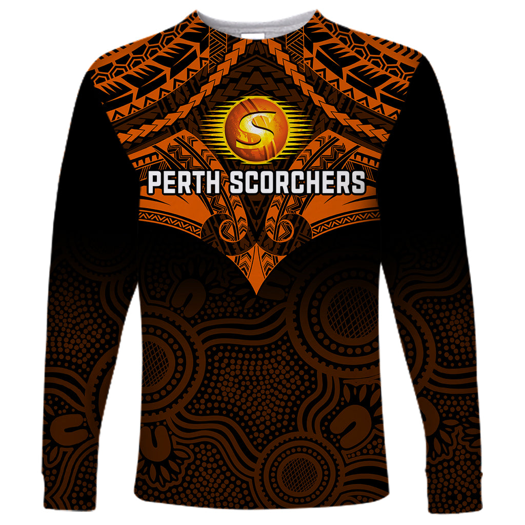 custom-perth-scorchers-cricket-long-sleeve-shirt-2023-unique-indigenous-art-mix-polynesian-pattern