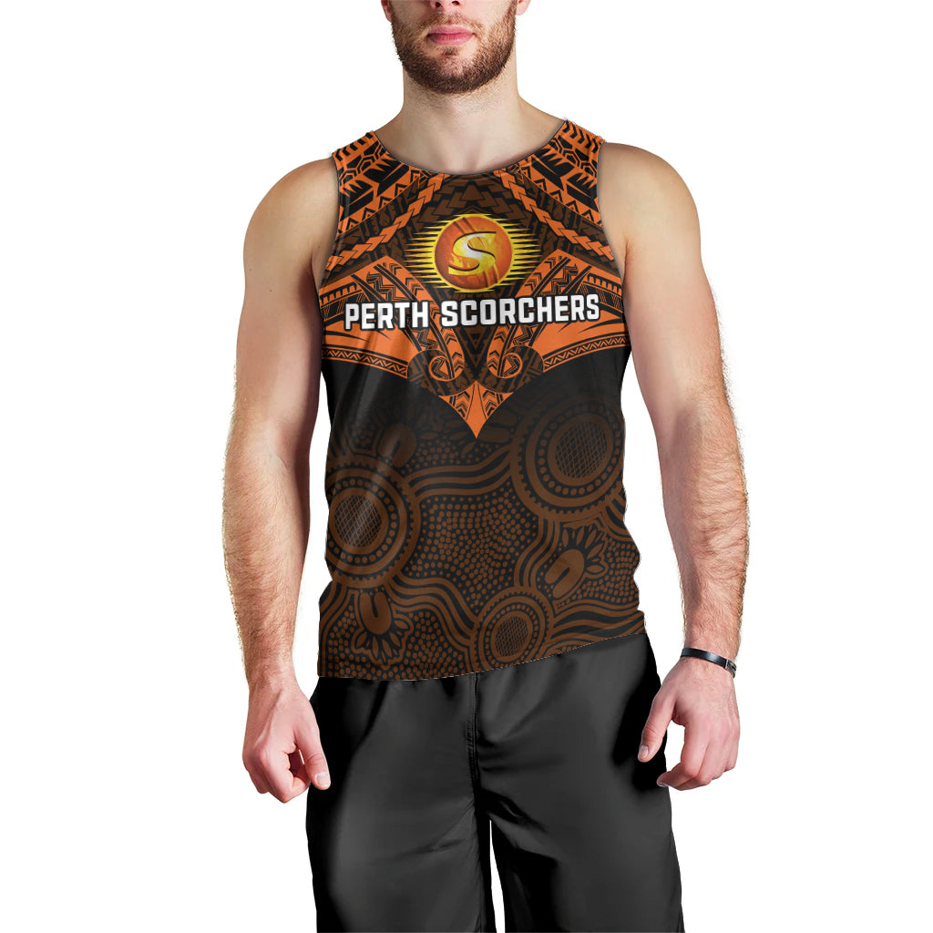 custom-perth-scorchers-cricket-men-tank-top-2023-unique-indigenous-art-mix-polynesian-pattern