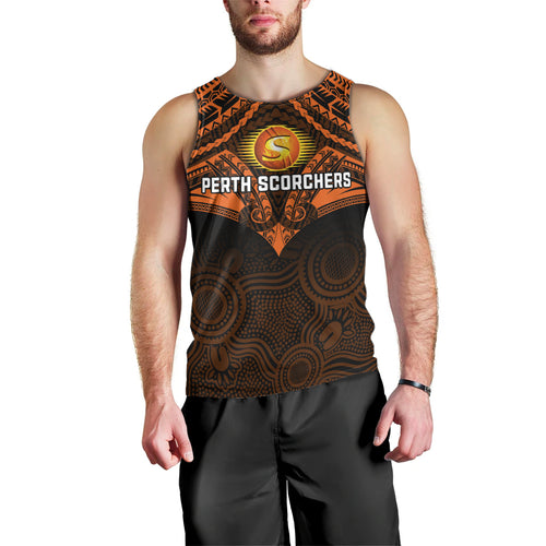 custom-perth-scorchers-cricket-men-tank-top-2023-unique-indigenous-art-mix-polynesian-pattern
