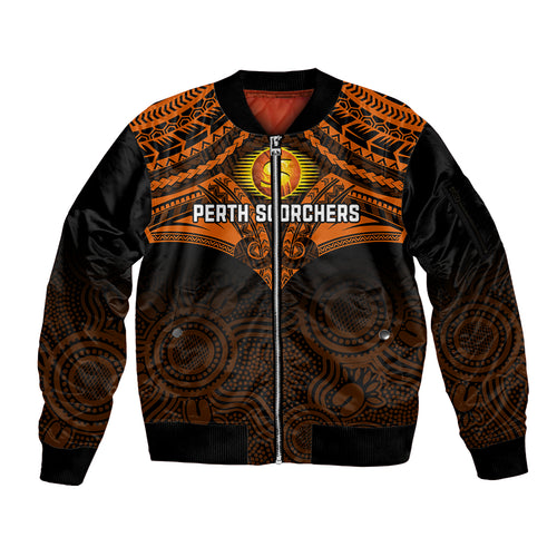 custom-perth-scorchers-cricket-sleeve-zip-bomber-jacket-2023-unique-indigenous-art-mix-polynesian-pattern