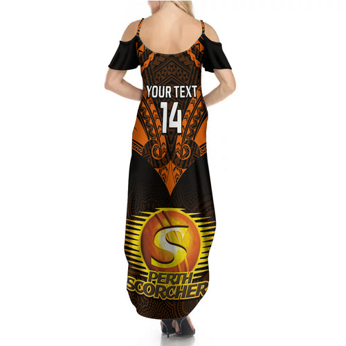 custom-perth-scorchers-cricket-summer-maxi-dress-2023-unique-indigenous-art-mix-polynesian-pattern