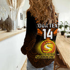 Custom Perth Scorchers Cricket Women Casual Shirt 2023 Unique Indigenous Art Mix Polynesian Pattern LT14