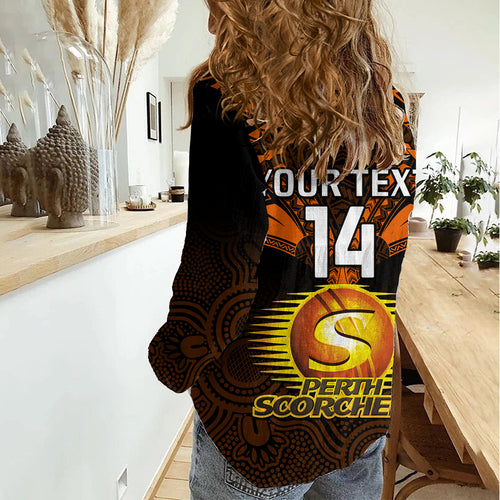 Custom Perth Scorchers Cricket Women Casual Shirt 2023 Unique Indigenous Art Mix Polynesian Pattern LT14