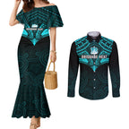brisbane-heat-cricket-couples-matching-mermaid-dress-and-long-sleeve-button-shirts-2023-unique-indigenous-art-mix-polynesian-pattern